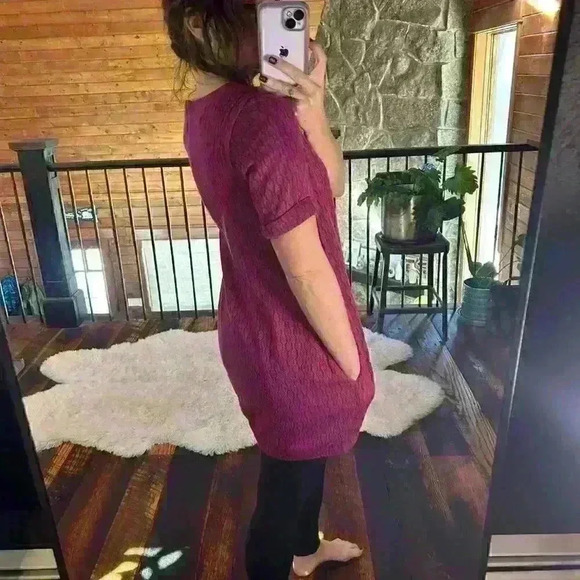 PEOPLE TREE Organic Cotton Pink Patterned Roomy Short Sleeve Mini Dress Women 4 - Picture 5 of 7